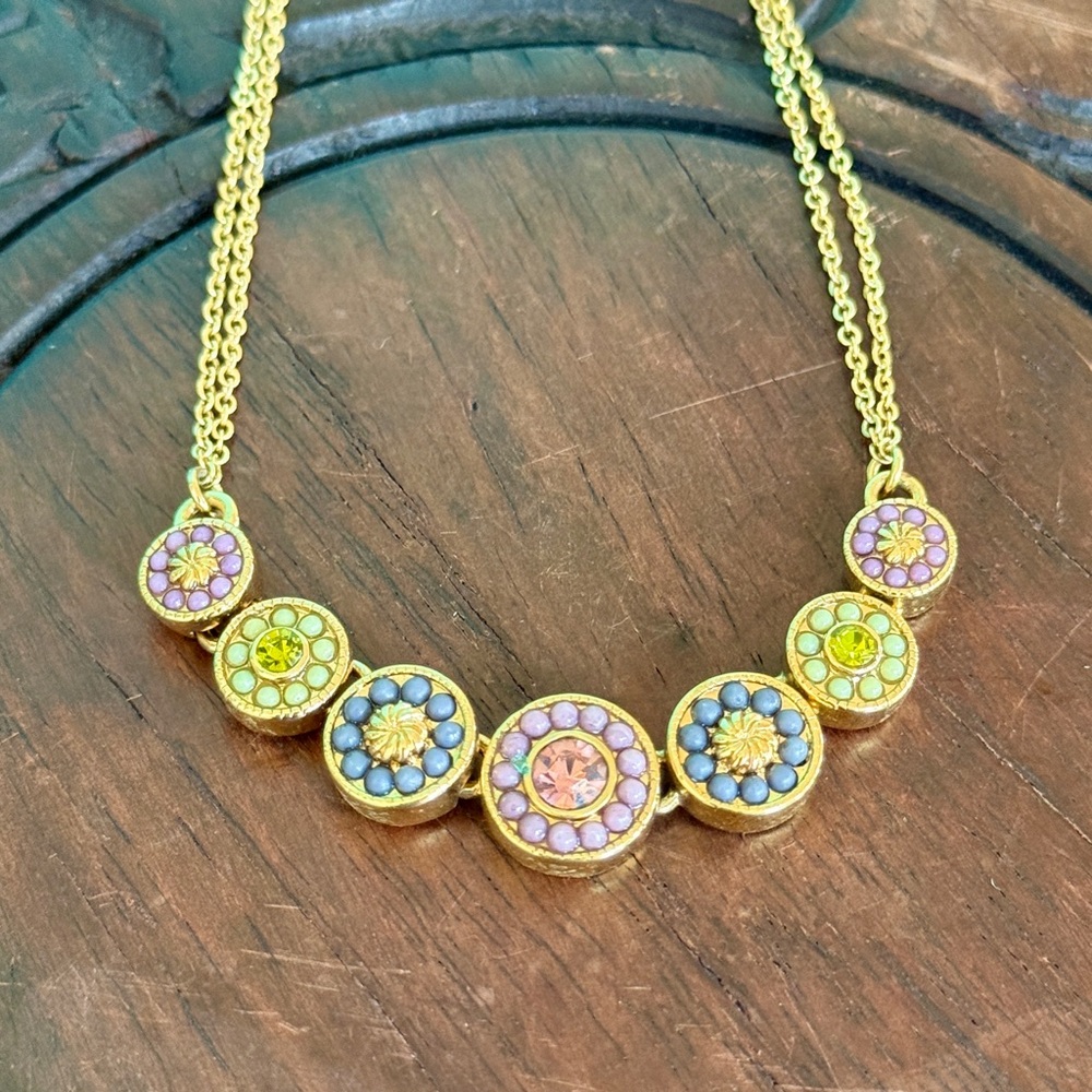 Vintage Double Chain Crystal & Bead Necklace
